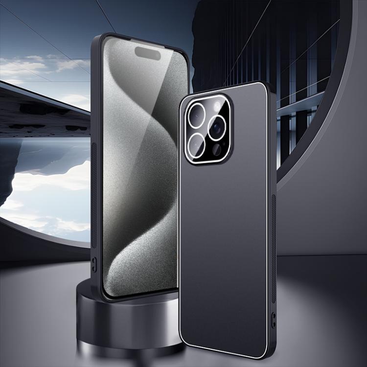 For iPhone 15 Pro Max Ice Aluminum Metal Explosion-proof Frosted Phone Case