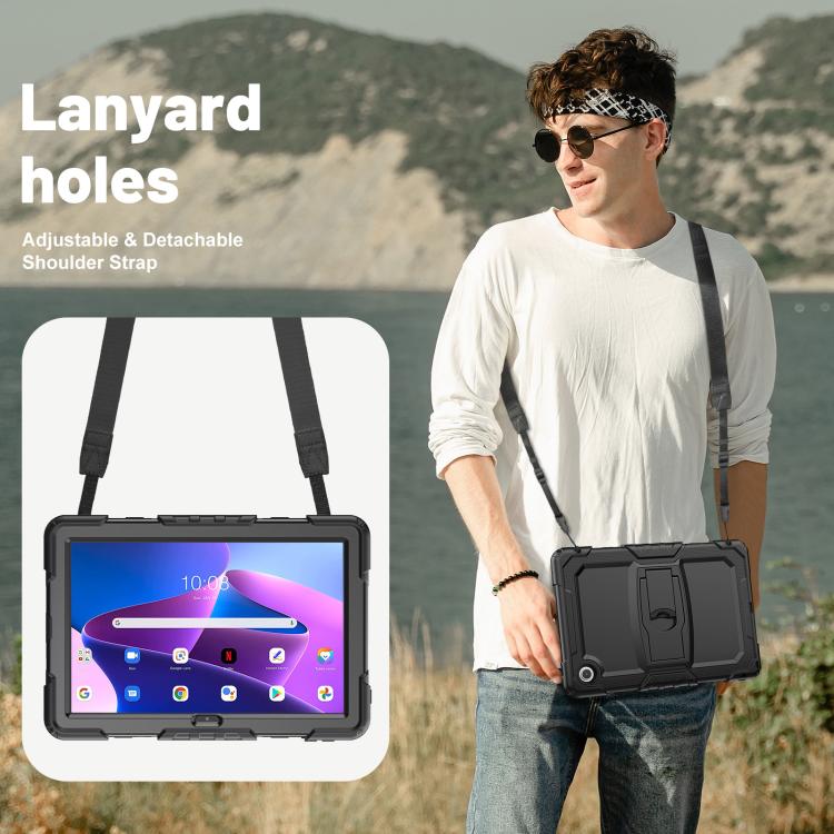For Lenovo Tab 10.1 TB-311XU/FU Silicone Hydric PC Tablet Case with Shoulder Strap & Holder