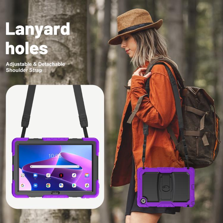 For Lenovo Tab 10.1 TB-311XU/FU Silicone Hydric PC Tablet Case with Shoulder Strap & Holder