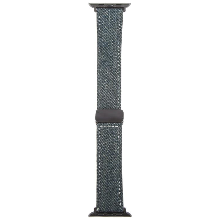 For Apple Watch 46mm / 49mm / 45mm / 44mm Folding Magnetic Buckle Denim Leather Watch Band