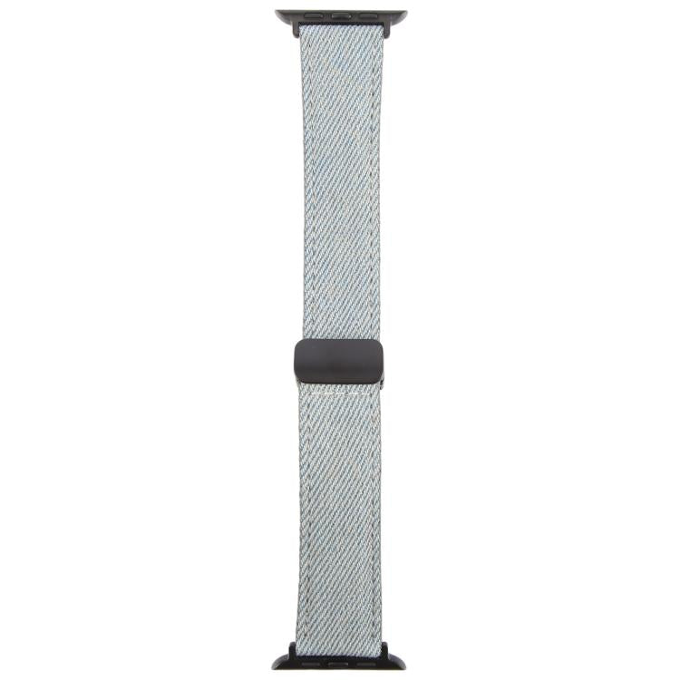 For Apple Watch 46mm / 49mm / 45mm / 44mm Folding Magnetic Buckle Denim Leather Watch Band