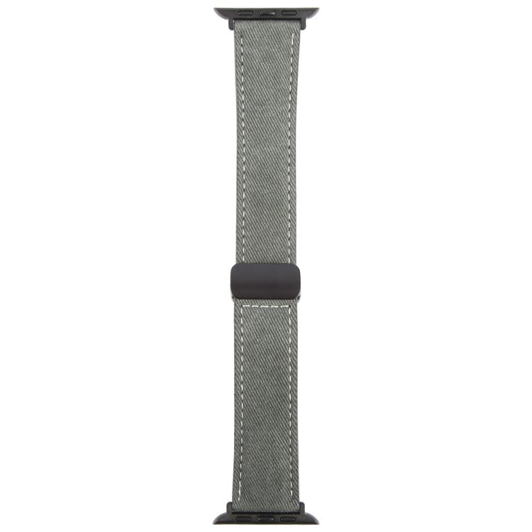 For Apple Watch 46mm / 49mm / 45mm / 44mm Folding Magnetic Buckle Denim Leather Watch Band