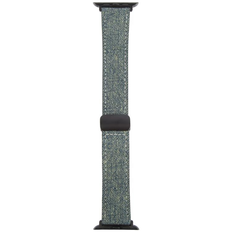 For Apple Watch 46mm / 49mm / 45mm / 44mm Folding Magnetic Buckle Denim Leather Watch Band