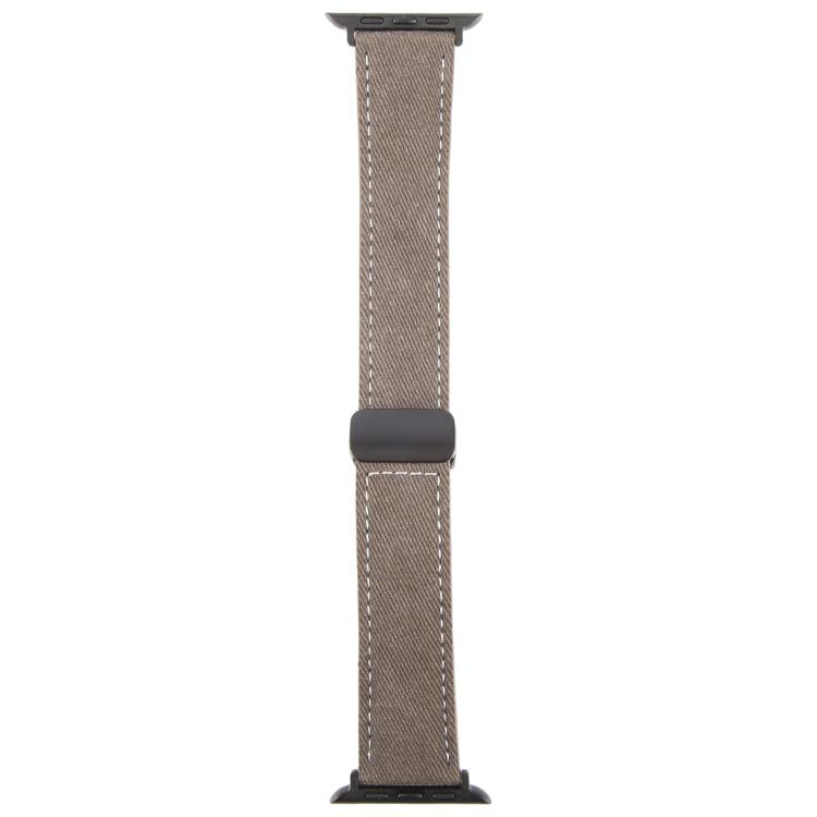 For Apple Watch 46mm / 49mm / 45mm / 44mm Folding Magnetic Buckle Denim Leather Watch Band