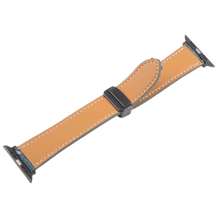 For Apple Watch 42mm / 41mm / 40mm / 38mm Folding Magnetic Buckle Denim Leather Watch Band