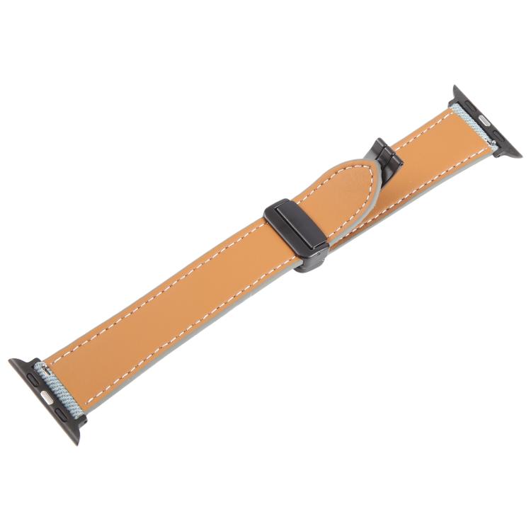 For Apple Watch 42mm / 41mm / 40mm / 38mm Folding Magnetic Buckle Denim Leather Watch Band