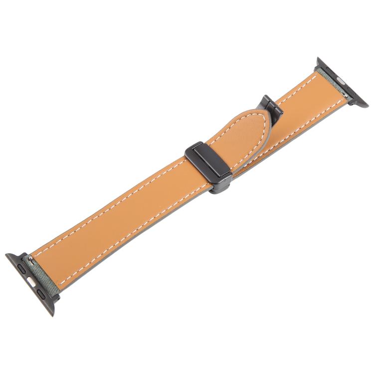 For Apple Watch 42mm / 41mm / 40mm / 38mm Folding Magnetic Buckle Denim Leather Watch Band