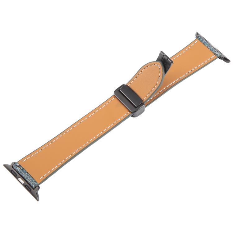 For Apple Watch 42mm / 41mm / 40mm / 38mm Folding Magnetic Buckle Denim Leather Watch Band