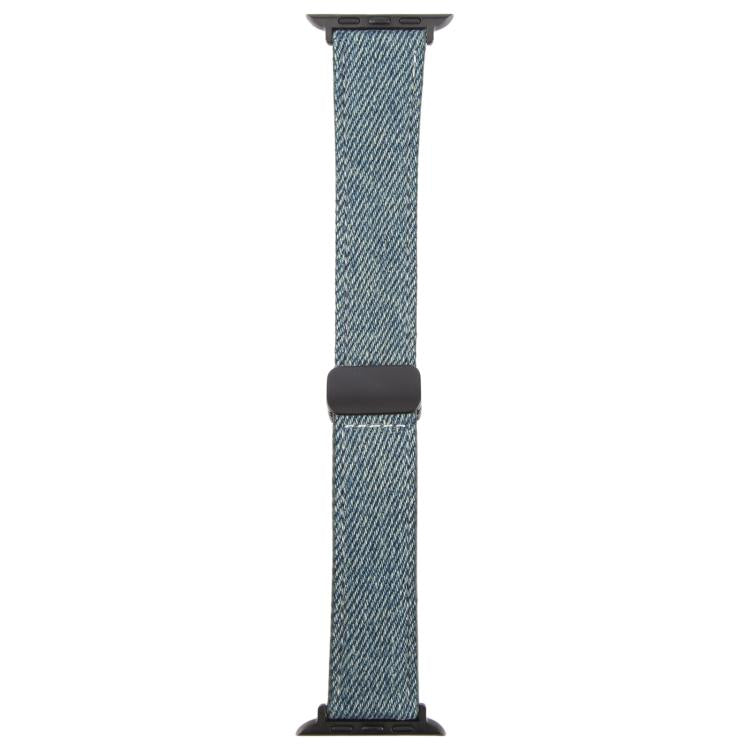 For Apple Watch 42mm / 41mm / 40mm / 38mm Folding Magnetic Buckle Denim Leather Watch Band