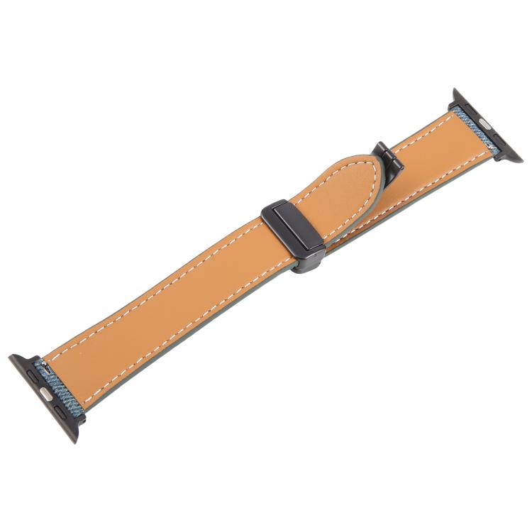For Apple Watch 42mm / 41mm / 40mm / 38mm Folding Magnetic Buckle Denim Leather Watch Band