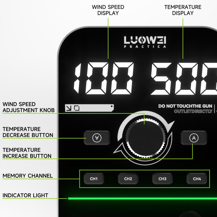 LUOWEI HG-01 800W Intelligent Digital Hot Air Gun BGA Desoldering Rework Station, Plug:US Plug