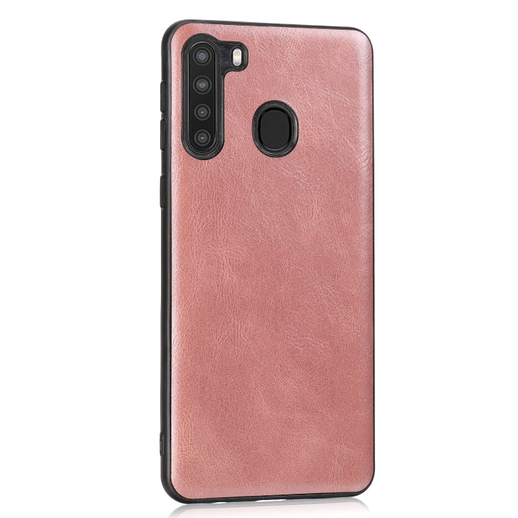 For Samsung Galaxy A21 Crazy Horse Textured Calfskin PU+PC+TPU Case