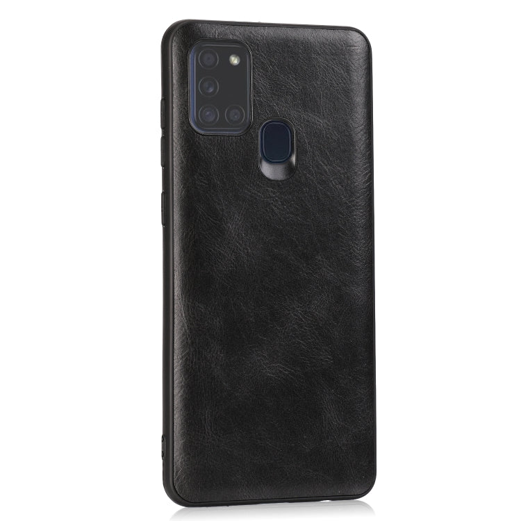 For Samsung Galaxy A21s Crazy Horse Textured Calfskin PU+PC+TPU Case