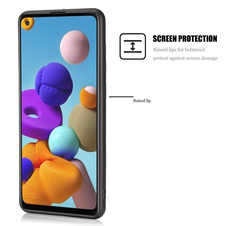 For Samsung Galaxy A21s Crazy Horse Textured Calfskin PU+PC+TPU Case