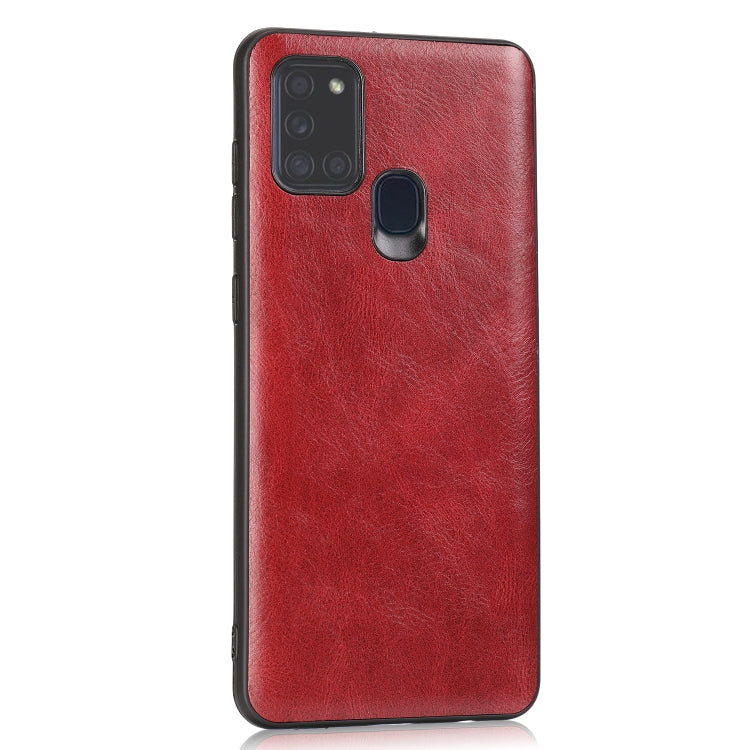 For Samsung Galaxy A21s Crazy Horse Textured Calfskin PU+PC+TPU Case