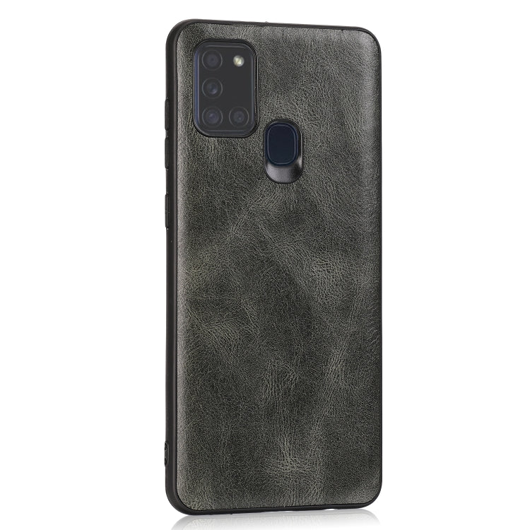 For Samsung Galaxy A21s Crazy Horse Textured Calfskin PU+PC+TPU Case