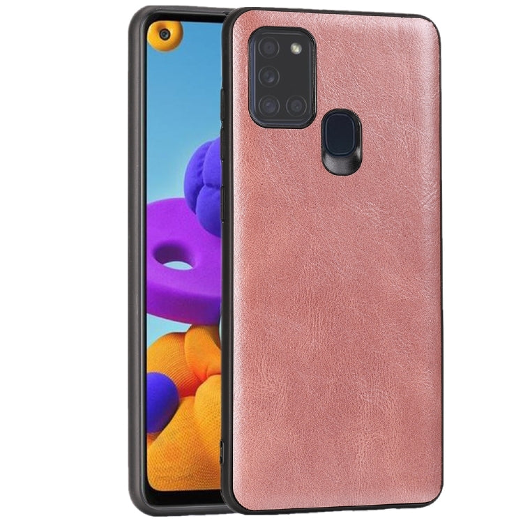 For Samsung Galaxy A21s Crazy Horse Textured Calfskin PU+PC+TPU Case