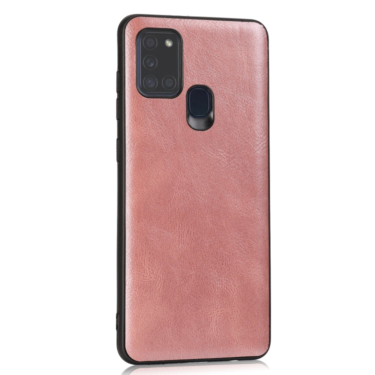 For Samsung Galaxy A21s Crazy Horse Textured Calfskin PU+PC+TPU Case