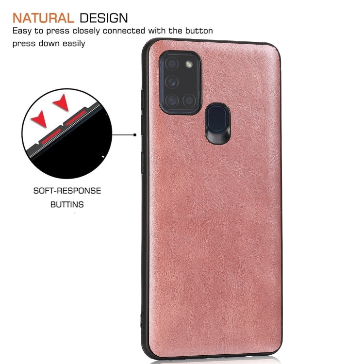 For Samsung Galaxy A21s Crazy Horse Textured Calfskin PU+PC+TPU Case