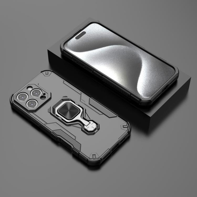 For iPhone 16 Pro Max Metal Kickstand TPU Hybrid PC Phone Case