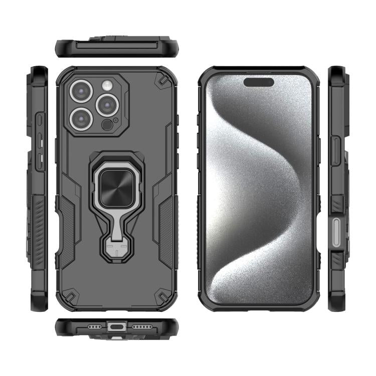 For iPhone 16 Pro Max Metal Kickstand TPU Hybrid PC Phone Case
