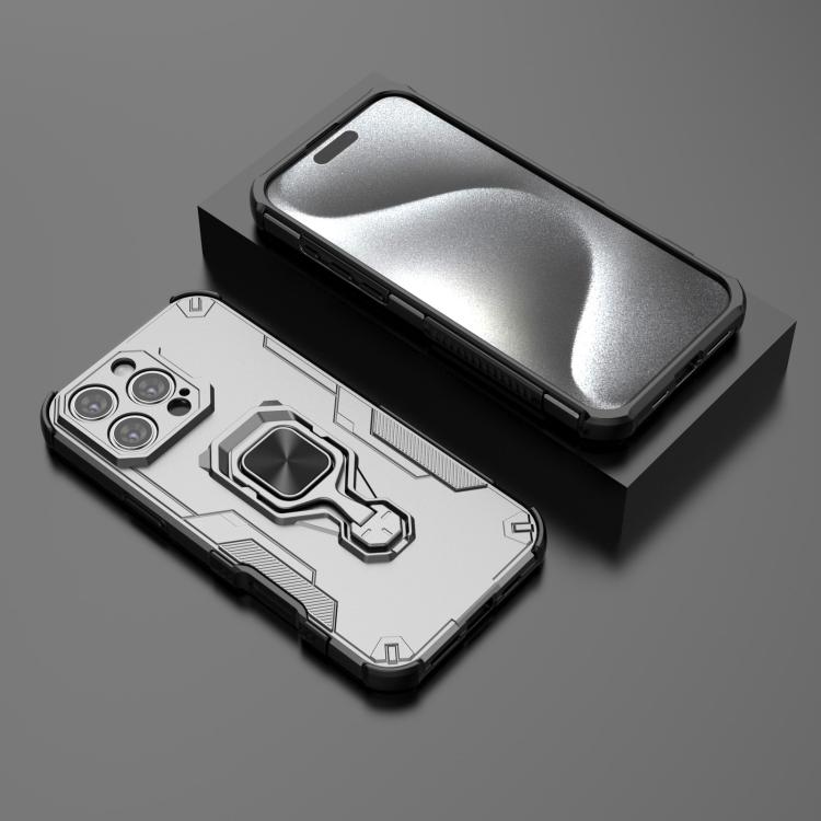 For iPhone 16 Pro Max Metal Kickstand TPU Hybrid PC Phone Case