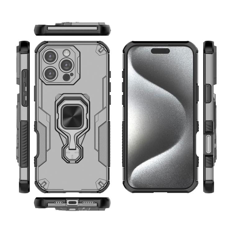 For iPhone 16 Pro Max Metal Kickstand TPU Hybrid PC Phone Case
