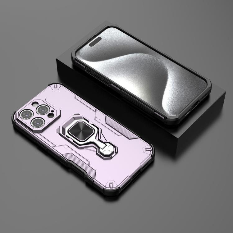 For iPhone 16 Pro Max Metal Kickstand TPU Hybrid PC Phone Case
