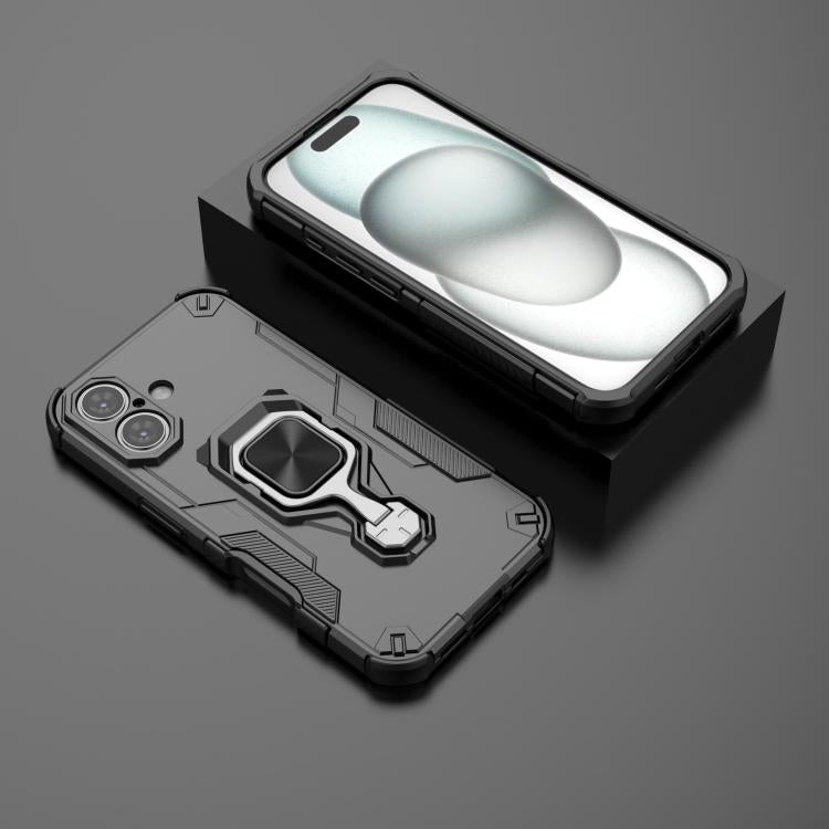 For iPhone 16 Plus Metal Kickstand TPU Hybrid PC Phone Case