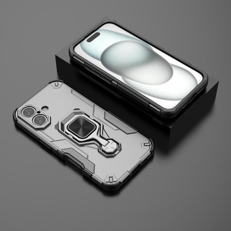 For iPhone 16 Metal Kickstand TPU Hybrid PC Phone Case