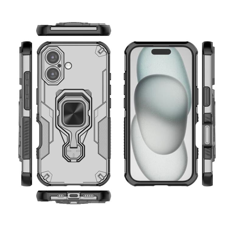 For iPhone 16 Metal Kickstand TPU Hybrid PC Phone Case