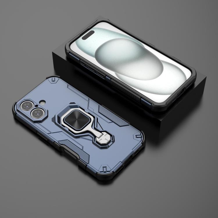 For iPhone 16 Metal Kickstand TPU Hybrid PC Phone Case