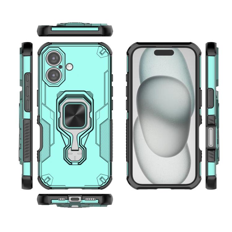 For iPhone 16 Metal Kickstand TPU Hybrid PC Phone Case