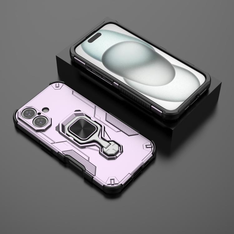 For iPhone 16 Metal Kickstand TPU Hybrid PC Phone Case