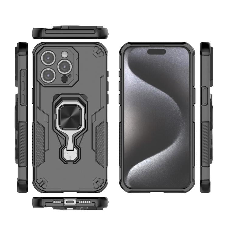 For iPhone 15 Pro Max Metal Kickstand TPU Hybrid PC Phone Case
