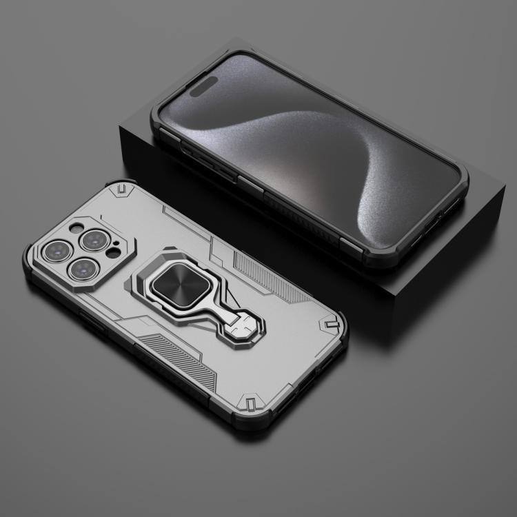For iPhone 15 Pro Max Metal Kickstand TPU Hybrid PC Phone Case