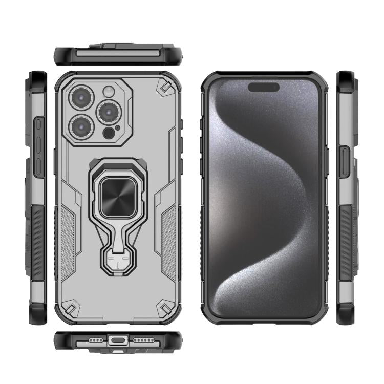For iPhone 15 Pro Max Metal Kickstand TPU Hybrid PC Phone Case