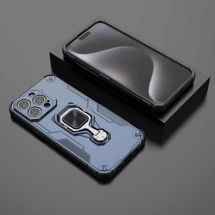 For iPhone 15 Pro Max Metal Kickstand TPU Hybrid PC Phone Case
