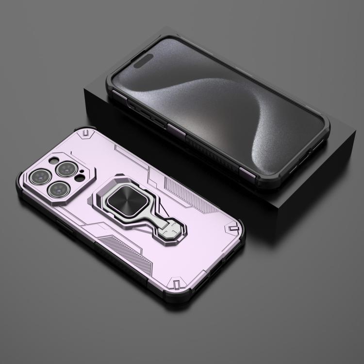 For iPhone 15 Pro Max Metal Kickstand TPU Hybrid PC Phone Case