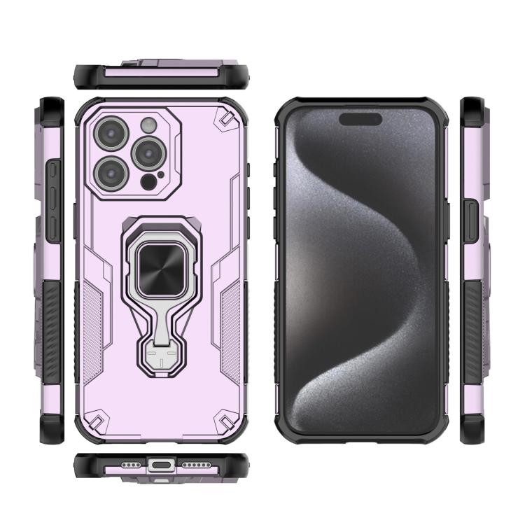 For iPhone 15 Pro Max Metal Kickstand TPU Hybrid PC Phone Case