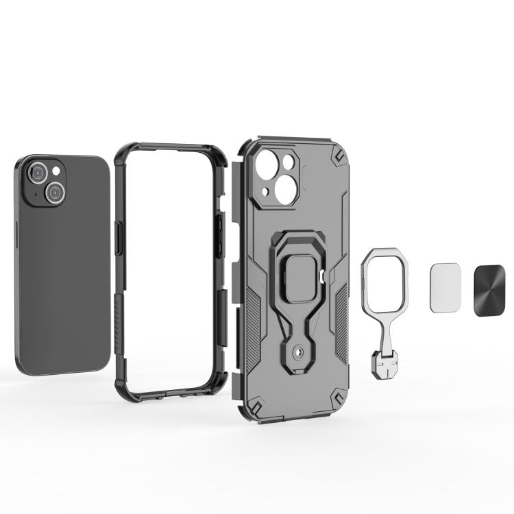 For iPhone 15 Metal Kickstand TPU Hybrid PC Phone Case