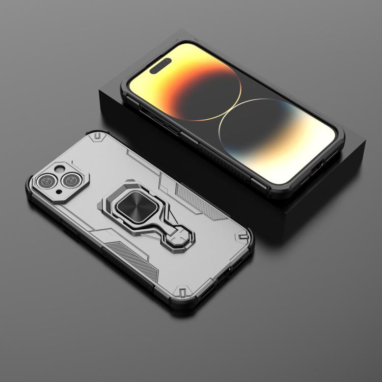 For iPhone 14 Plus / 15 Plus Metal Kickstand TPU Hybrid PC Phone Case