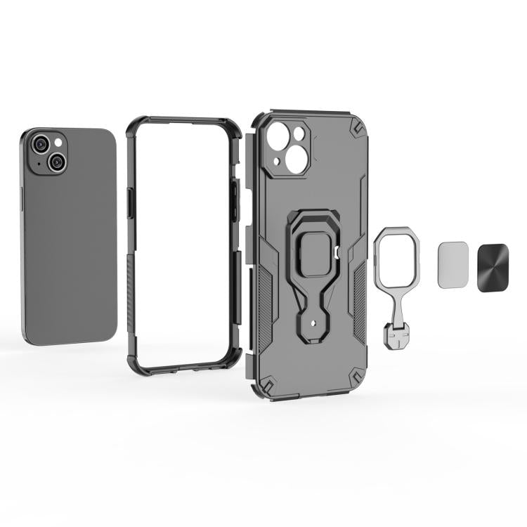 For iPhone 14 Plus / 15 Plus Metal Kickstand TPU Hybrid PC Phone Case