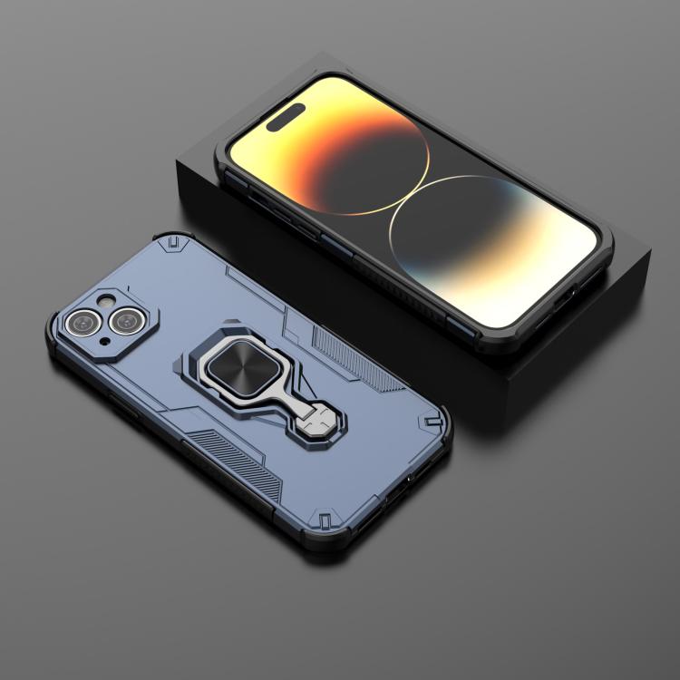 For iPhone 14 Plus / 15 Plus Metal Kickstand TPU Hybrid PC Phone Case