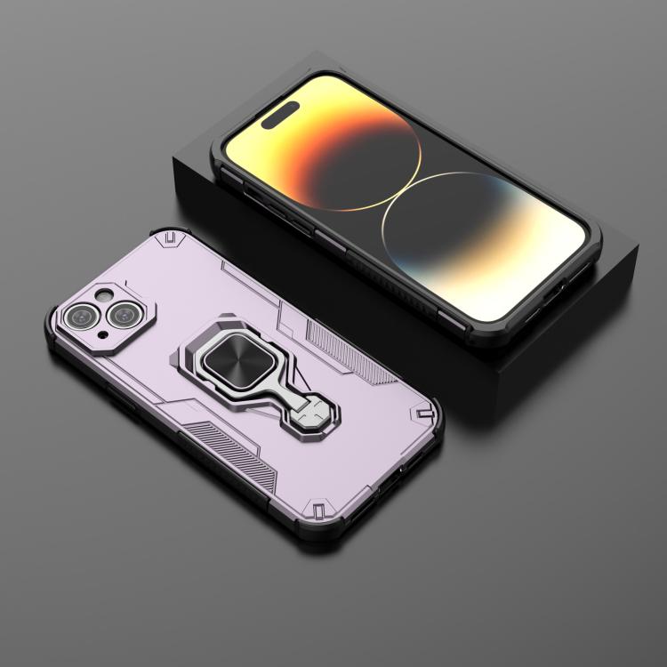 For iPhone 14 Plus / 15 Plus Metal Kickstand TPU Hybrid PC Phone Case