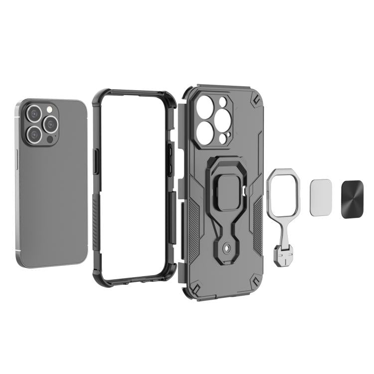 For iPhone 13 Pro Metal Kickstand TPU Hybrid PC Phone Case