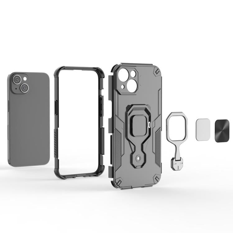 For iPhone 13 Metal Kickstand TPU Hybrid PC Phone Case