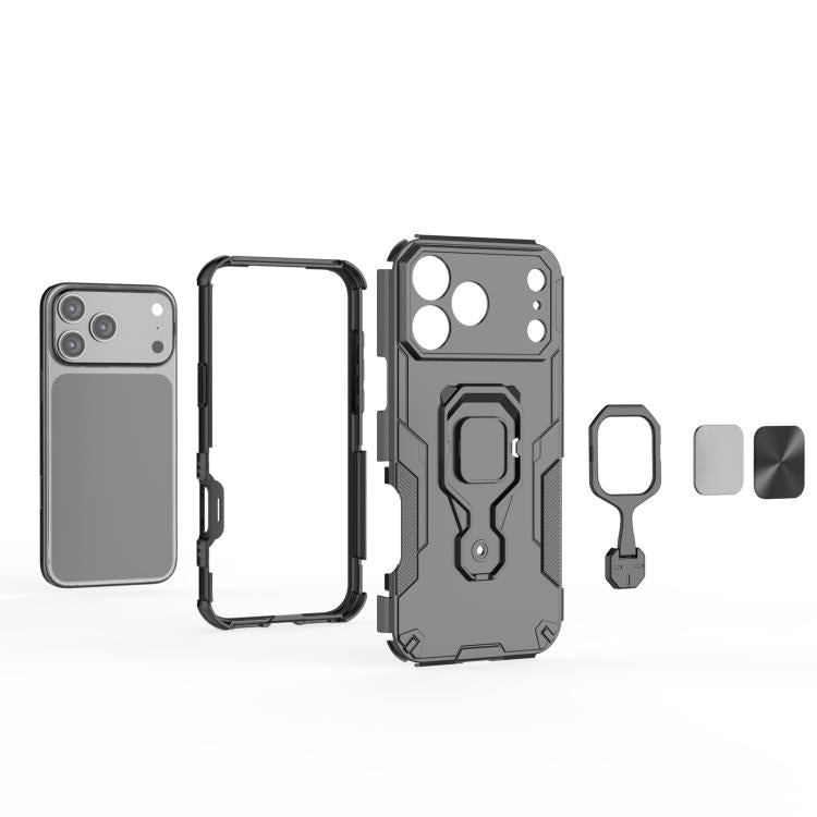 For iPhone 17 Pro Max Metal Kickstand TPU Hybrid PC Phone Case