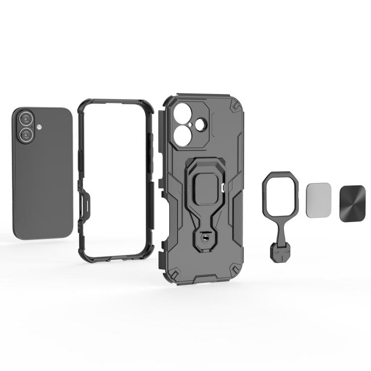 For iPhone 17 Metal Kickstand TPU Hybrid PC Phone Case