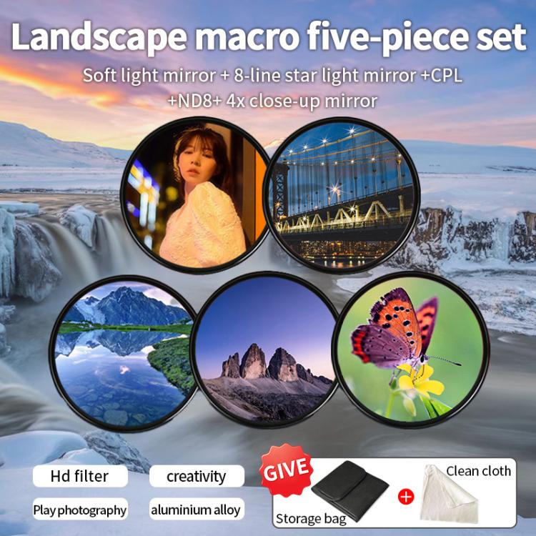 For Xiaomi 15 Ultra JSR Phone Lens Filter Kit, Filter:CPL+ND8+Macro+Star+Mist